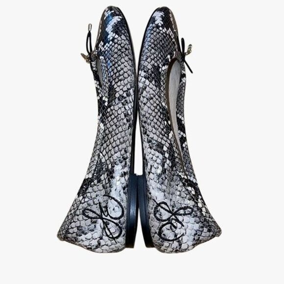 Sam Edelman Womens Leather Snakeskin Print Felicia Slip-on Ballet Flats Gray 7.5 - Picture 2 of 7